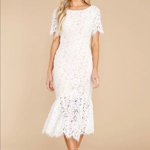 I Can't Resist White Lace Midi Dress